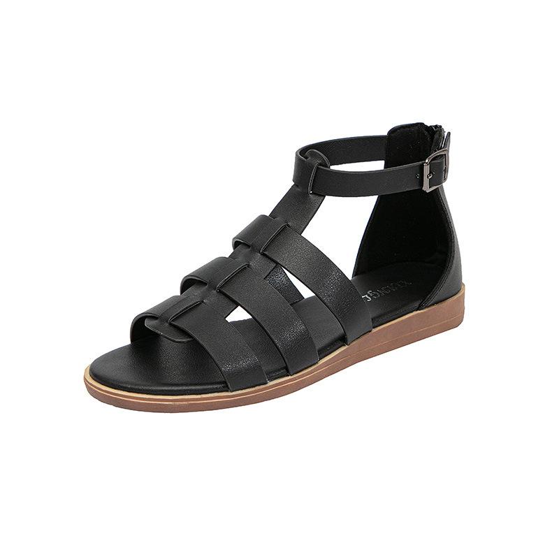 Außenhandel sommer neue einfache casual römischen sandalen offene spitze ferse flache sandalen frauen