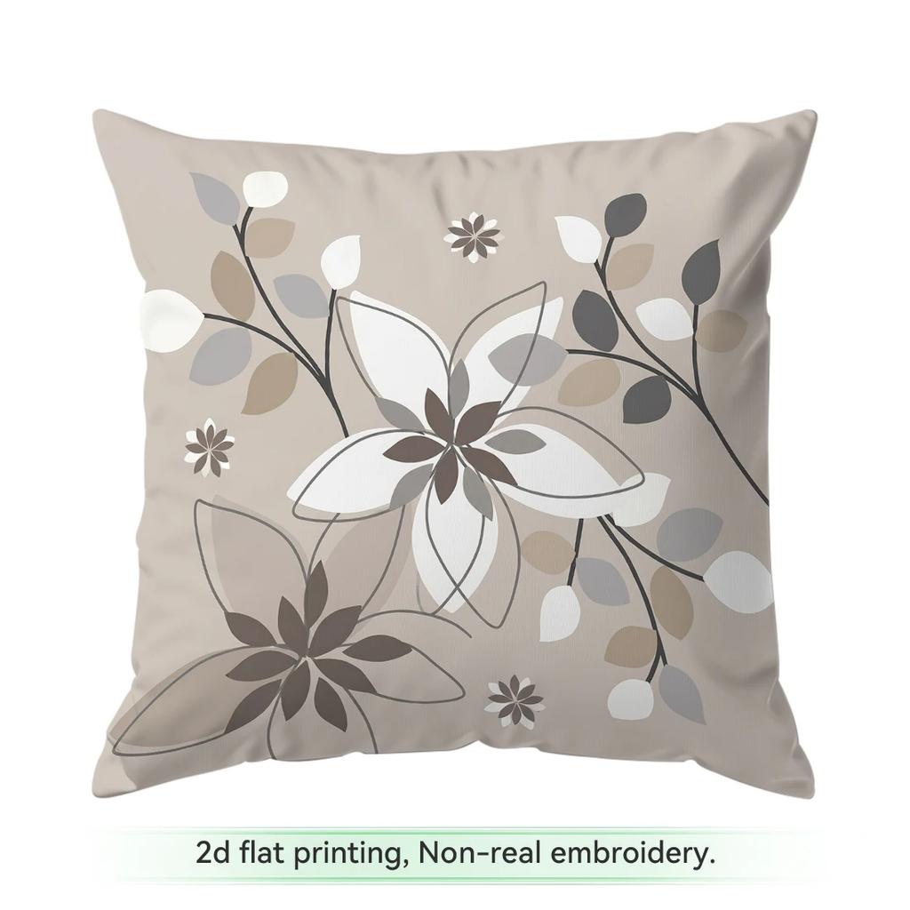 1pcs Beige Floral Leaf Pattern Cushions Pillowcase Polyester Cushion Cover Throw Pillow Pillowcover Home Car Sofa Decor