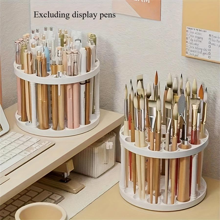 360° Rotating Brush Organizer - Detachable Plastic Insert Mount Storage Rack, Accessory for Art Brushes, Makeup Tools & Pens