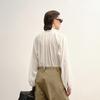 LESS 2025 Fall H-shaped Tie-neck Loose Long-sleeved Silk Blend Shirt