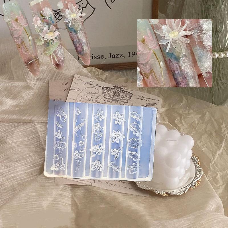 

Силиконовый 3D молд для ногтей Лотос Прозрачный Форма для лепки листьев лотоса на ногтях Шаблон для дизайна маникюра Инструменты для украшения ногтей ONESIZE