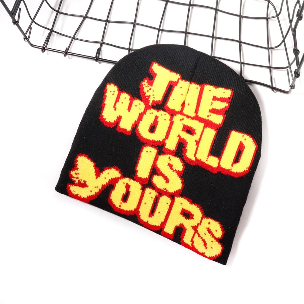No Brand Knitted Hat With Letter Pattern For Streetwear And Winter Warmth