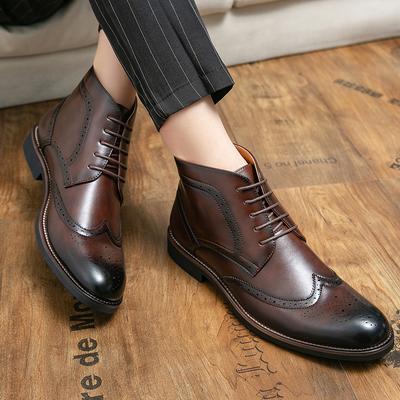 FashionKorean Version Chelsea Boots Men Brown Black Leather Ankle Boots Men Business Casual British Style Men Shoes Autumn Winter Boots