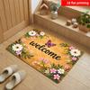 2D Flat Printing, 1pc, Daisy Butterfly Pattern Mat, Fleece Material, Soft And Comfortable, Pastoral Style for Bathroom/Entryway/Outdoor/Indoor/Kitchen