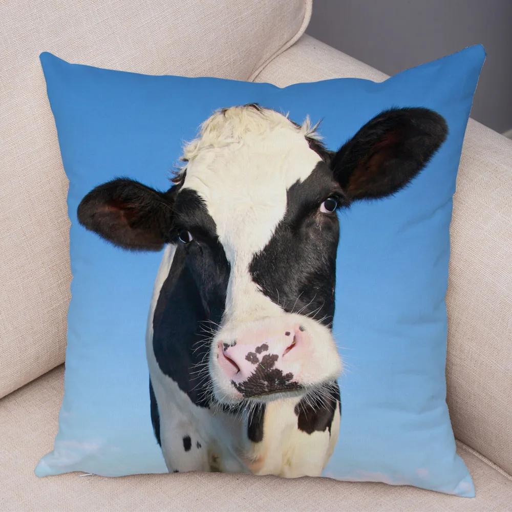 Scotland Kyloe Pillow Case Decor Wild Cow Colorful Animal Print Pillowcase Soft Short Plush Cushion Cover for Home Sofa 45x45cm