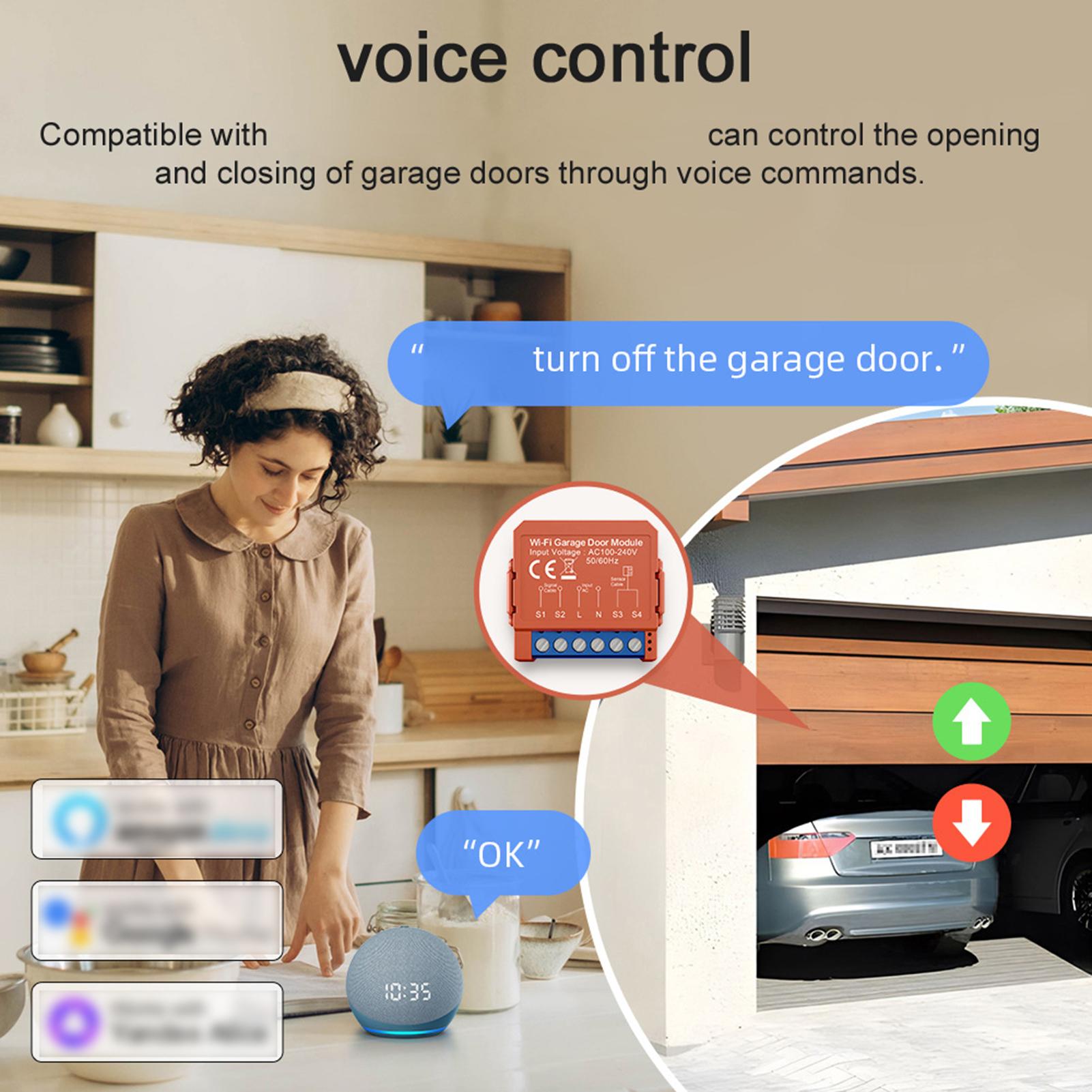 WiFi Garage Door Opener, Smart Garage Door Remote Control with Timer and History Recording, Compatible with , for Door Automation