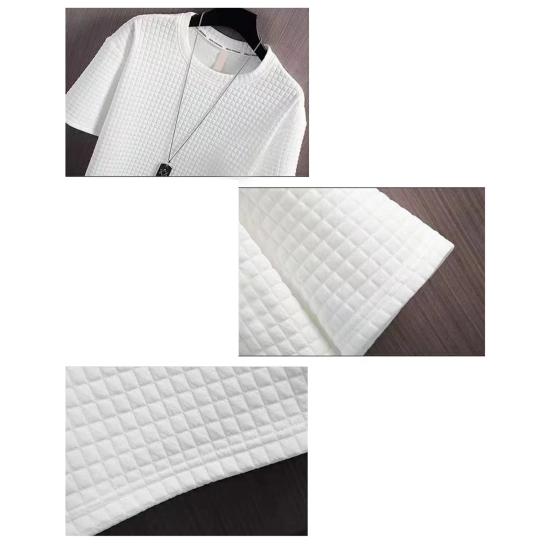 2 szt./zestaw Strój męski Wafelkowa tkanina Jednolity kolor Garnitur sportowy Okrągły dekolt Krótki rękaw Top Szorty ze sznurkiem Zestaw Casualowa odzież sportowa