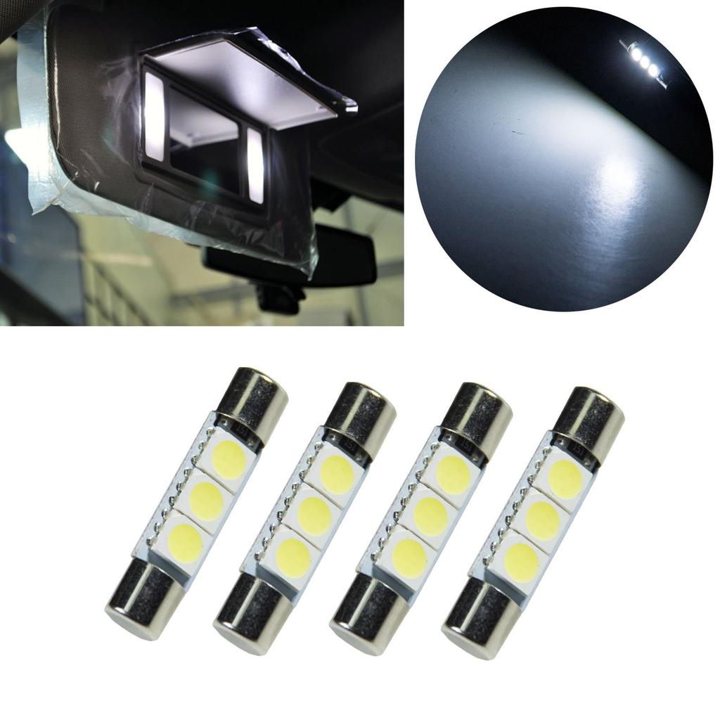 PA® Super Bright LED 5050 T6.3x30mm Triple SMD Vanity Lamp (White Light/White) Set of 4