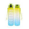 Tritan Frosted 1000ml Plastic Water Bottle with Time & Capacity Scale, Portable Handle