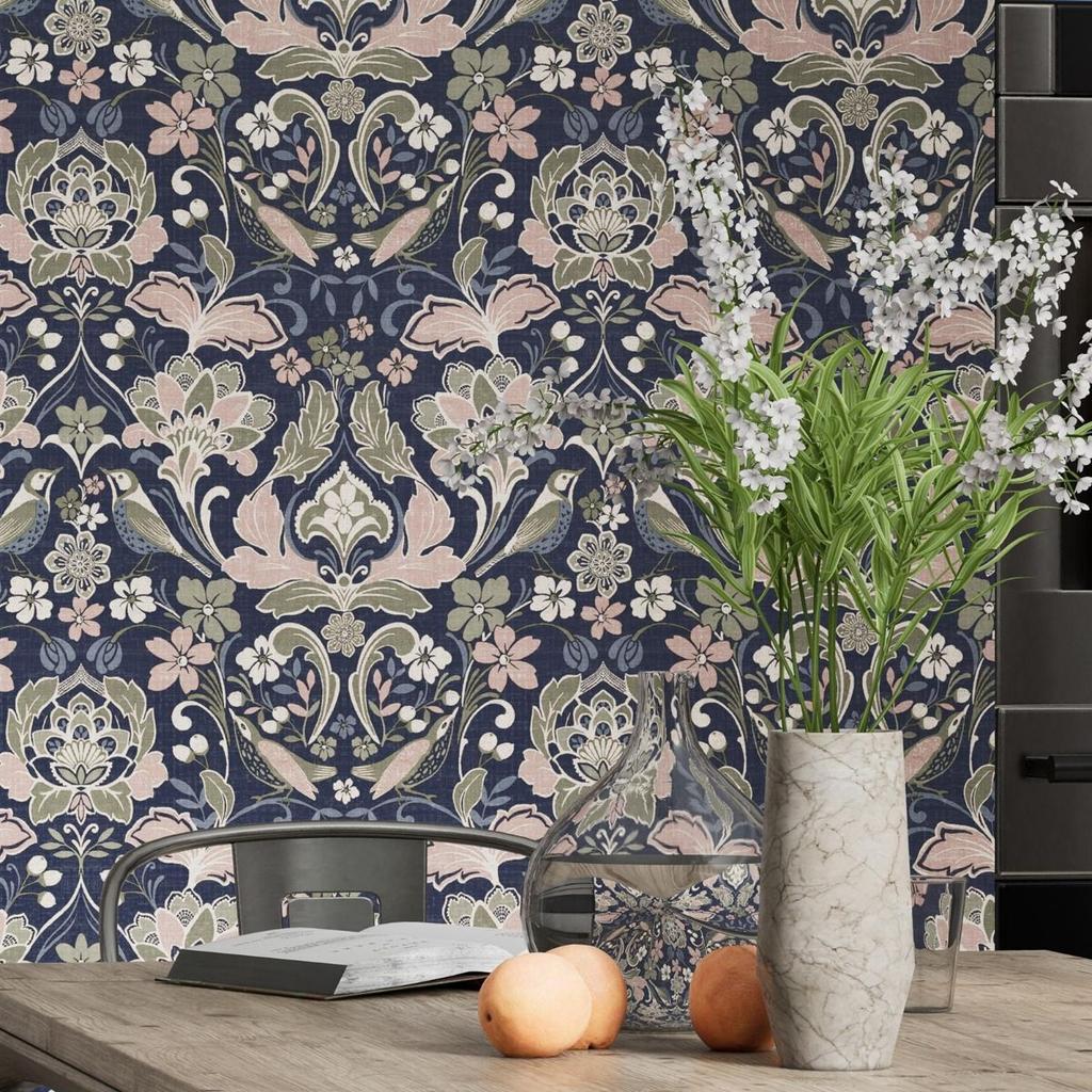 World Of Wallpaper Folk Floral Textured Wallpaper