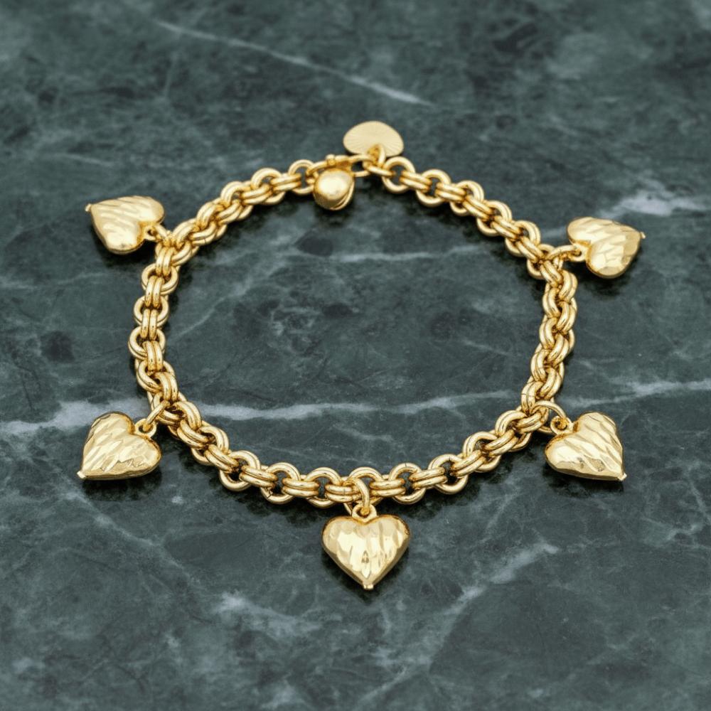 Elegant Heart Bracelet Unique Charm Chunky Bracelet Anniversary Gift Gold Bracelet Daily Wear