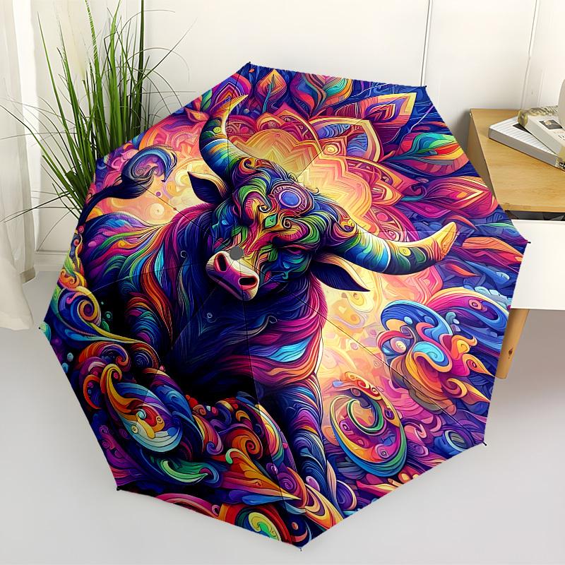 

1pc Colorful Bull Mandala Automatic Open/Close Umbrella, Folding Compact Umbrella with Lightweight Design for Women/Men yy251028183