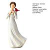 Hand Painted Girl Bird Figurine Resin Red Bird Standing on Girl's Shoulder Statue Sympathy Gifts for Loss of Loved One