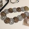 Stylish Leopard Wide Belt for Adult Western Waistband Ethnic PU Leather Embossing Buckle Waiststrap for Formal Dresses
