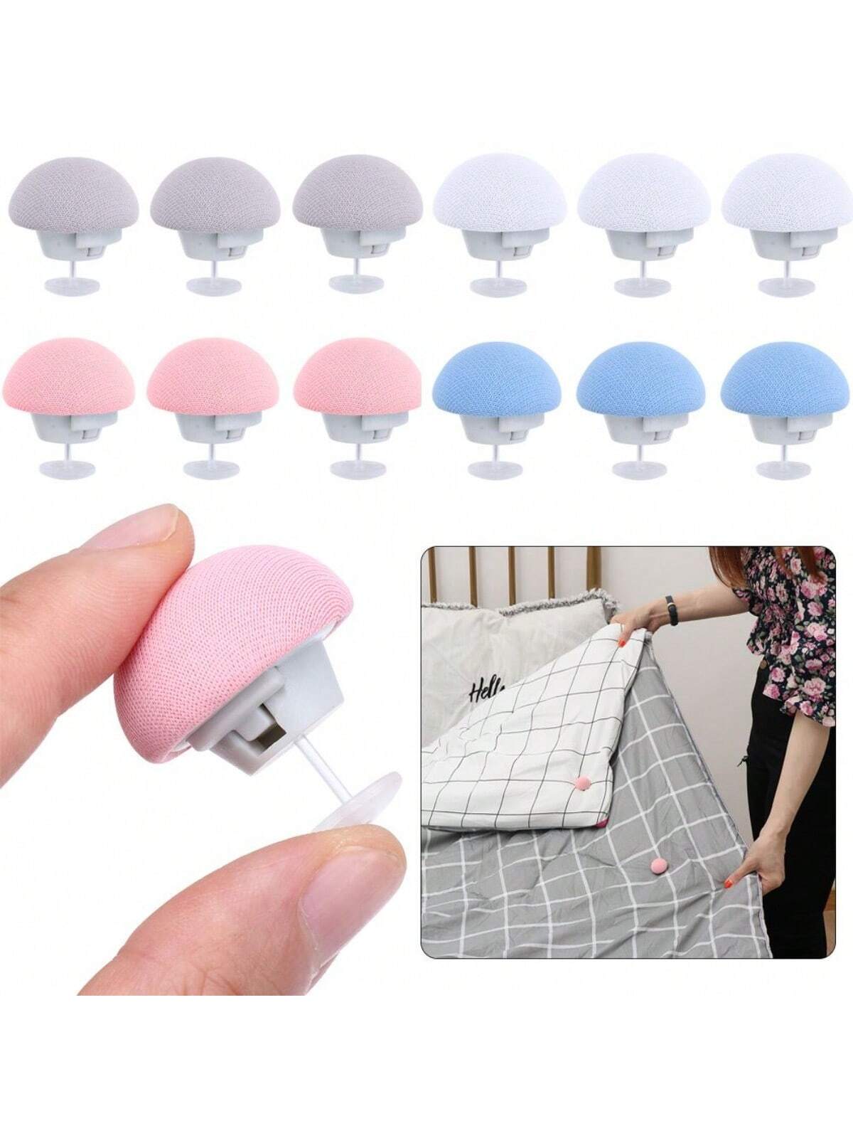 

10 шт., держатель для одеяла в виде гриба, макарон, нескользящий зажим для одеяла, зажим для одеяла, один ключ для разблокировки чехла, зажим для крепления чехла, пластиковый держатель для игольной простыни