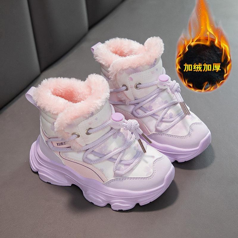 

Зимние новые модные детские короткие ботинки из флиса с утолщенной резинкой, большие хлопковые ботинки для мальчиков, зимние ботинки для девочек среднего и старшего возраста 37