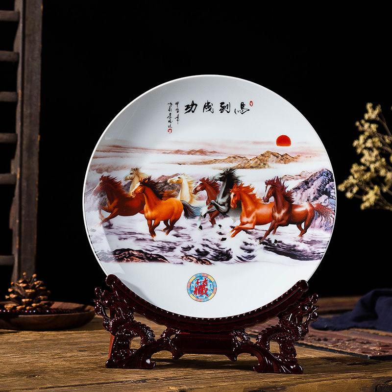 26cm čínský tradiční porcelánový talíř Tradiční pastelové ozdoby Starožitné památky Dekorace Kreativní řemesla