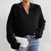 Europe, America Autumn and Winter Fashion Long-sleeved Lapel Pullover New Sweater Women's Knitted Sweater