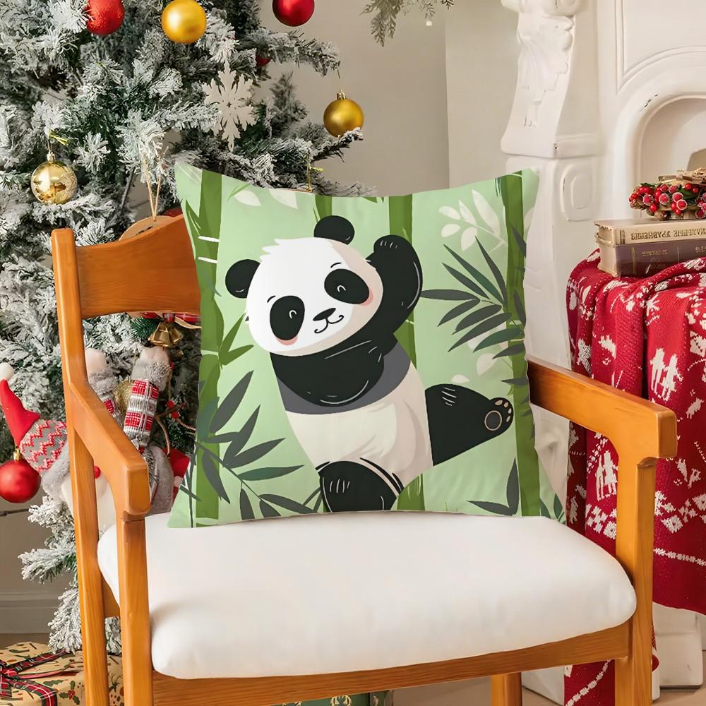 Cute Panda Pillow Case Silky elegant Comfort Sofa Bed Invisible zipper