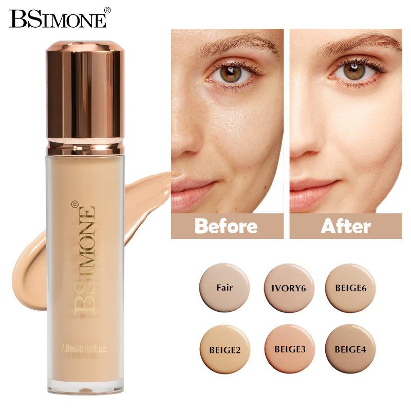 Bsimone Face Liquid Foundation Base Full Coverage Oil-Control Long Wear Smooth Lightweight Natural Cover Waterproof Matte