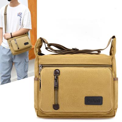 Borsa da uomo grande capacità multifunzione solido stile industriale tela a tracolla per uomo lavoro quotidiano borsa a tracolla