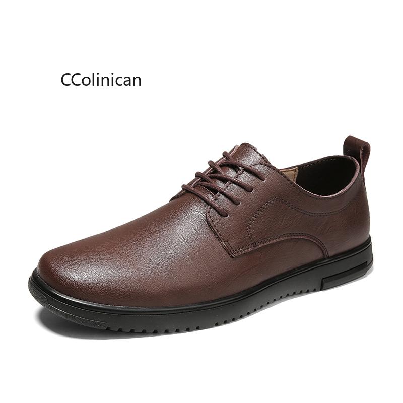 Male Lazy Business Sneakers Flexible Leather Men Handmade Casual Shoes Work Office Lace-up Leisure Dress Shoes Men Big Size