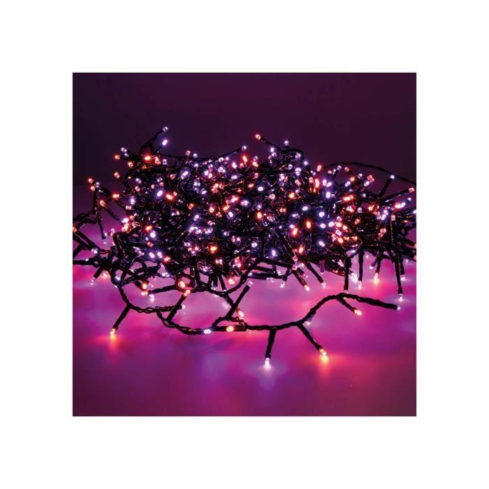 Guirlande LED - GENERIQUE - Compacte - Clignotante - Extérieur - 21m - Violet et Orange