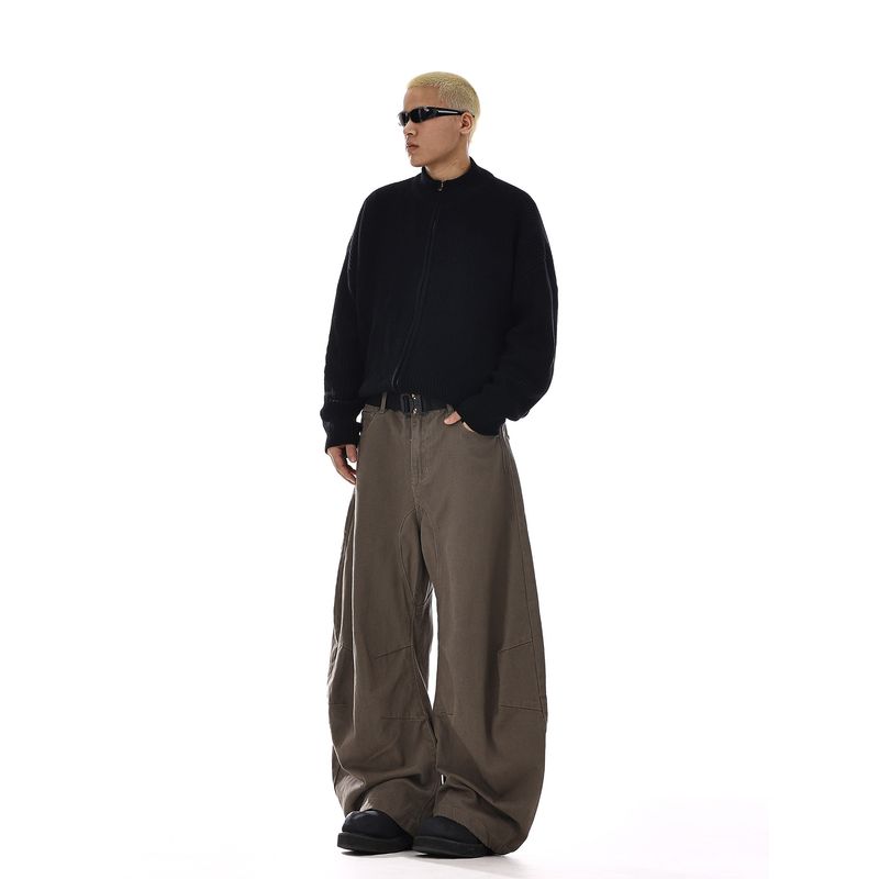 American Retro Silhouette Scimitar Jeans for Men and Women, Cool and High-End, Deconstructed Loose Wide-Leg Casual Pants for Couples