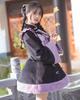 Milky Time Women's Medium Lolita Dress, Long Sleeves, Black and Purple Velvet, Winter Cosplay Costume