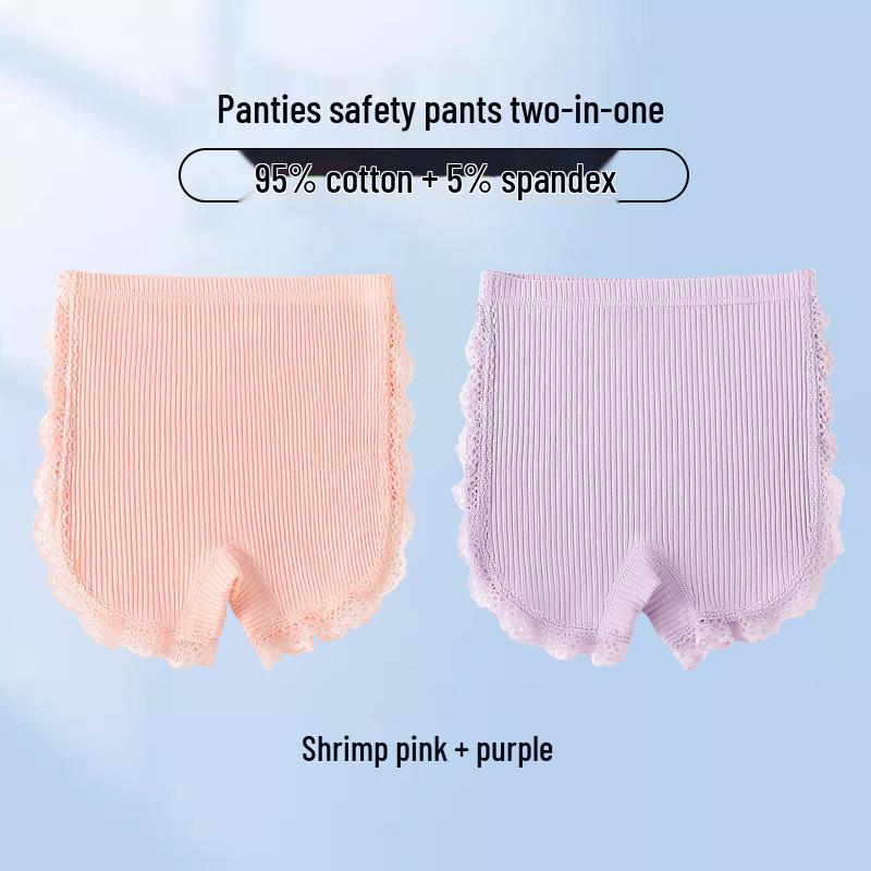 Mädchen Baumwoll-Boxershorts mit Spitze für Sicherheit, antibakteriell