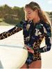2025 Euro-American Slim Fit Sexy One-Piece Swimsuit: Women's Long Sleeve Zipper Surf Swimwear
