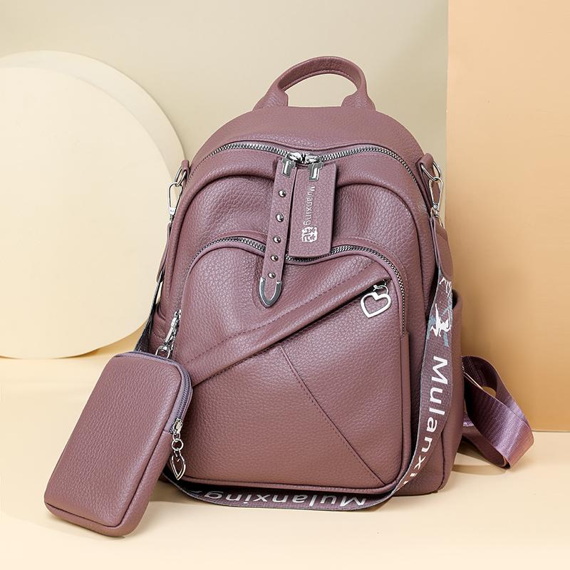 Large Capacity Soft Leather Backpack Women's Multifunctional Shoulder Bag