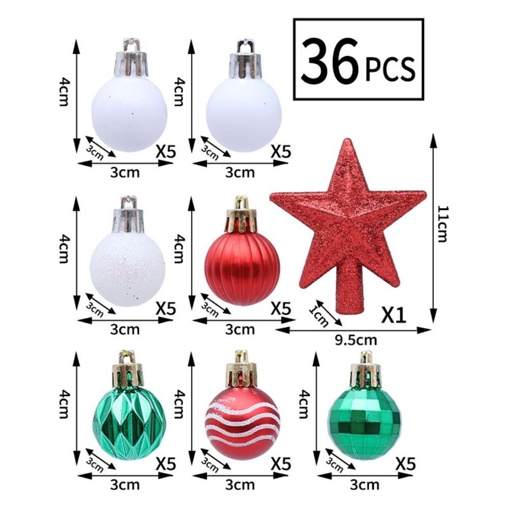 36Pcs Electroplated Christmas Ball Pendant Glitter Special-shaped Plastics Christmas Tree Topper DIY Multicolor