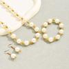 Vergoldetes Kupfer Perlen Schmuckset für Damen, Halskette Armband Ohrringe 3-teiliges Perlen-Set