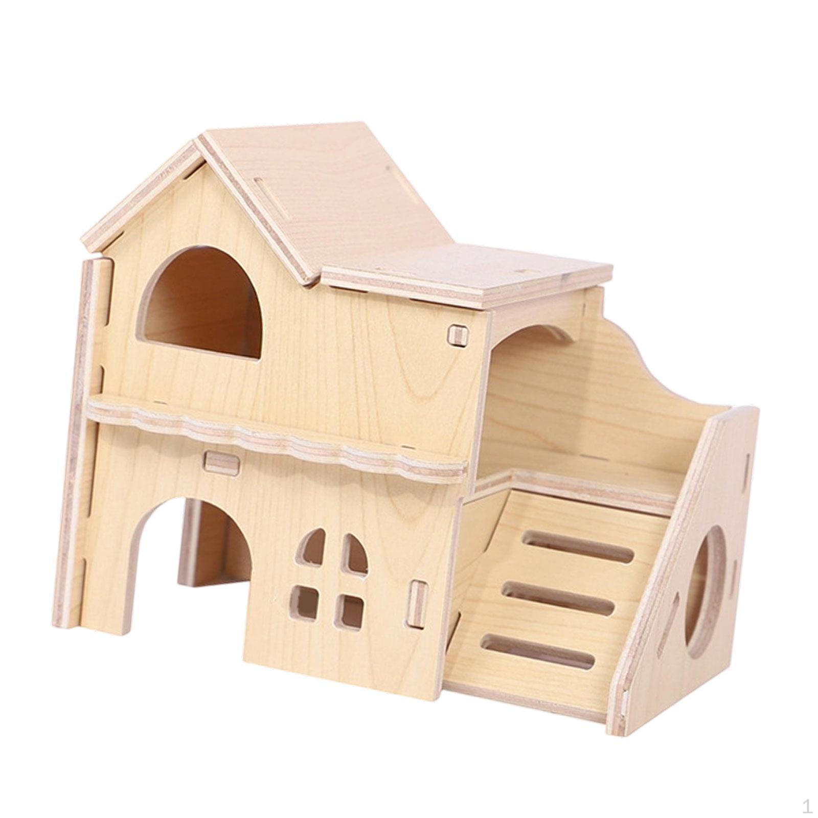 

Tiny Hamster Maze Wood House Wooden Hut Easy Installation Pet Supplies Smooth for Play Mice
