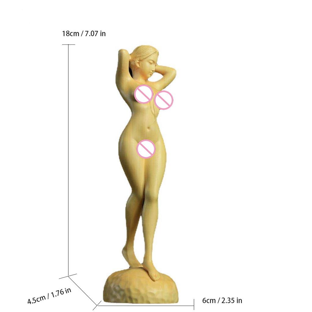 Natural Cypress Wood  Naked women Characters  Statue Solid Wood Hand-Carved Home Room Office Decoration Artwork The Perfect Gift