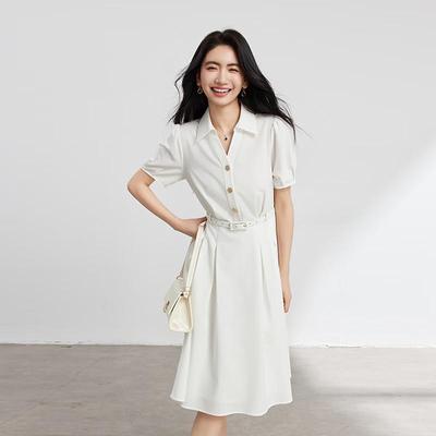 Women's Elegant White Commuter Midi Dress