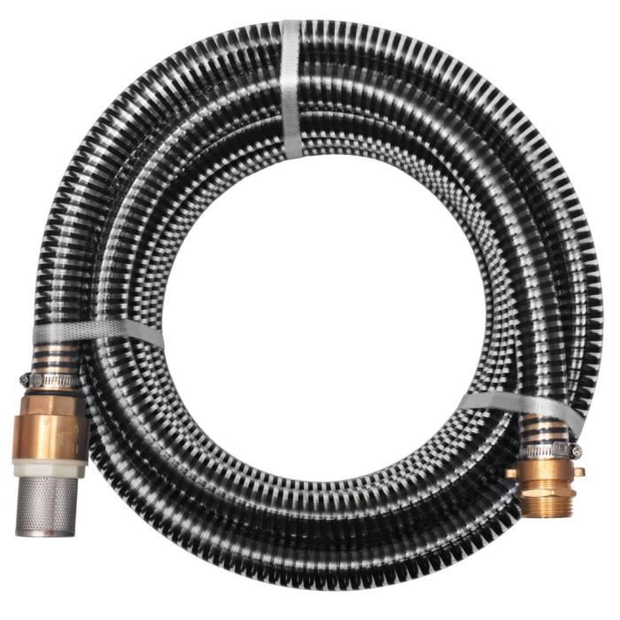 VidaXL Tuyau d'aspiration avec raccords en laiton 7 m 25 mm Noir