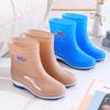 2025 new thick-soled pvc anti-skid water shoes short tube labor insurance wear-resistant car wash women's waterproof glue shoes rain-proof