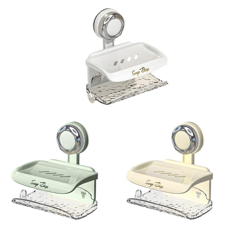 NonSlip Soap Dish With Drain Wall Mounted Bathroom Shower Storage Adhesive Space Saving Tray