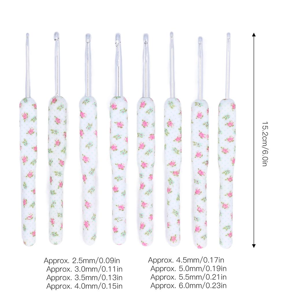 8pcs Crochet Hooks Ergonomic Design Comfortable Handle Easy Identification Compact Portable Knitting Supplies