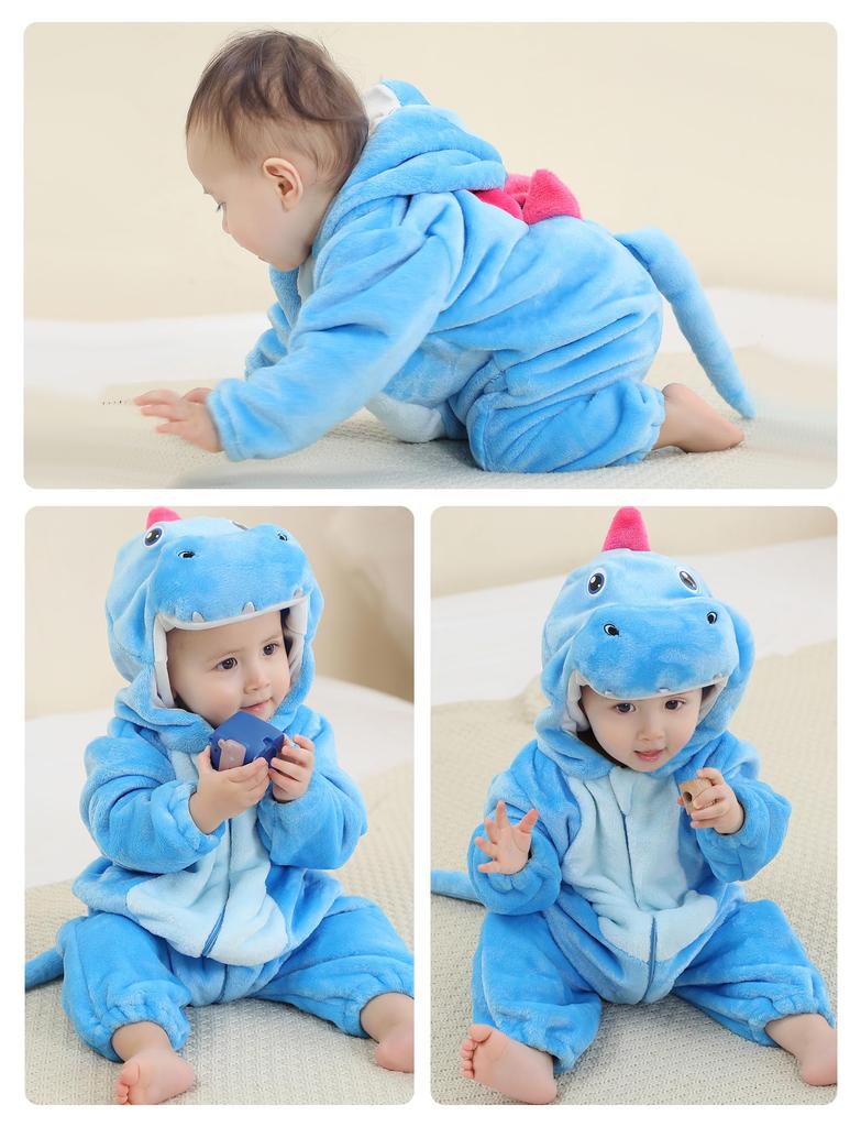 Maeau Baby Dinosaur Kigurumi Romper Coverall for Halloween Newborn Winter Christmas Baby Shower Birthday Commemorative Photo 110 Infants, Cosplay,