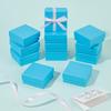 12Pcs Cardboard Jewelry Boxes for Ring Earring Necklace with Sponge Inside Square Light Sky Blue 7.4x7.4x3.2cm