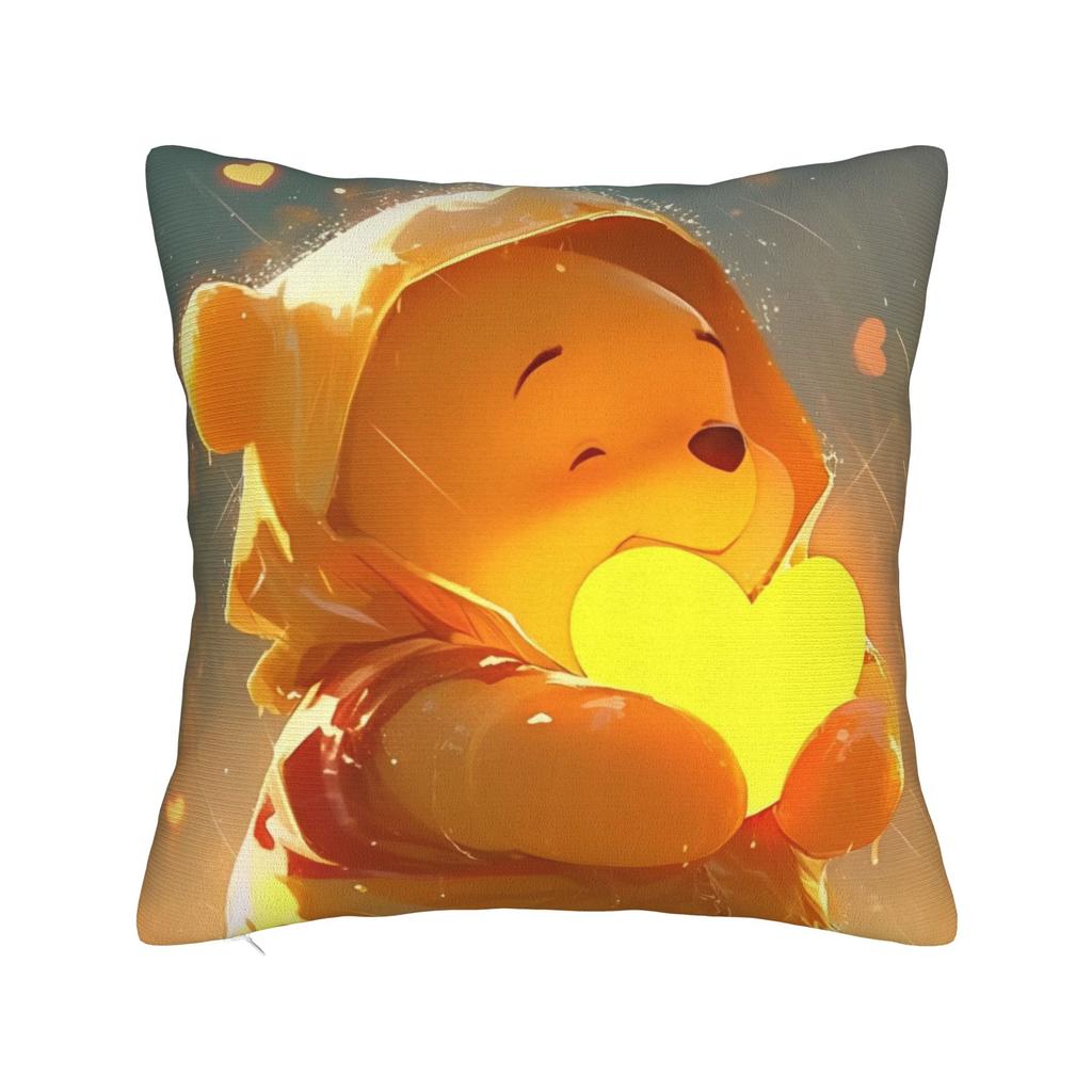Federa per Cuscino Quadrata Cartone Animato Winnie the Pooh Poliestere Decorativa Maialino Tigro Ih-Oh, Federa 45*45cm