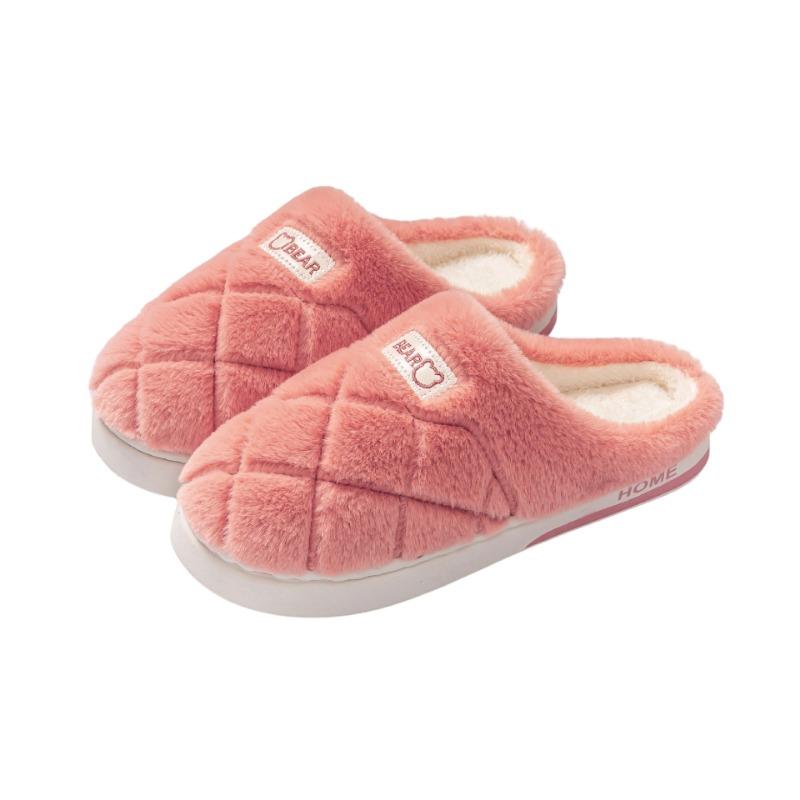Wear non-slip thick-soled plush winter cotton slippers household cotton shoes women's warm and velvet home slippers