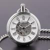 NEW Top Brand Luxury Silver Pocket Watches Mechanical For Men Fashion Gentleman Pocket Watch Hand Wind Casual Chain Fob Watches
