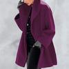 Womens Fashion Fall Winter Coat Loose Fit Round Neck Hooded Wool Blend Overcoat Multiple Colors