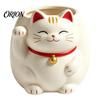 Fortune Cat Statue Planter Cute Planter, Resin Beckoning Kitty Flower Pot, Auspicious Gift for Housewarming Cartoon Plant Pot Succulents, Indoor