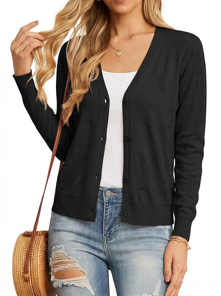 European and American foreign trade slim-fitting long-sleeved V-neck knitted sweater top sweater cardigan jacket women