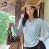 Women's Faux Two-Piece Henley Long Sleeve Top